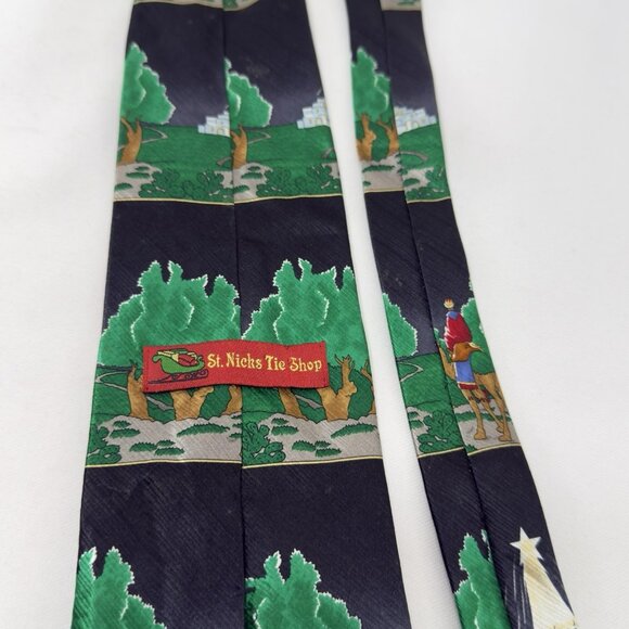 Vintage Nicks Tie Shop Christmas Necktie Silk Camel Journey Holy Land Christian - Picture 8 of 12